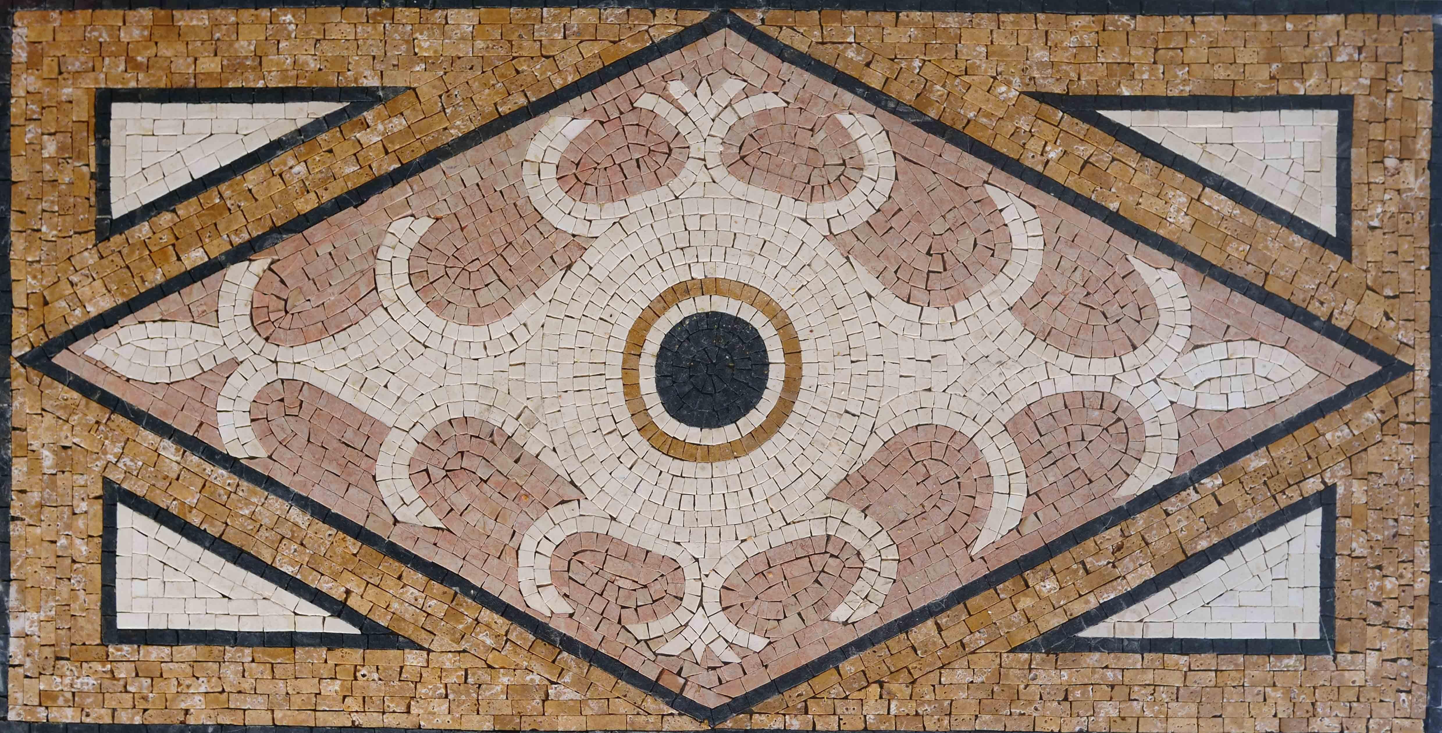 Msa Geometric Floral Pattern Wall Art Rectangular Accent - Marble Klimt Mosaic Tiles - Mesh Backing
