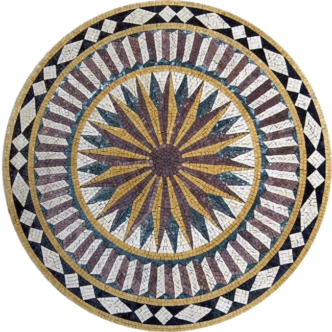 Starburst Pattern - Marble Mosaic - Mesh Backing
