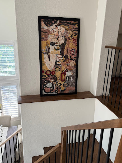 Gustav Klimt Embrace Figures - Wall Decor Mosaic Kiss Reproduction Luxury Handcrafted Art - Mesh Backing - Image 4