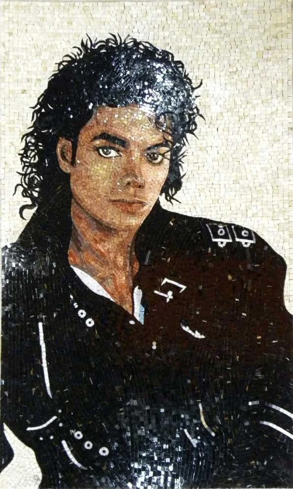 Micheal Jackson Portrait - Custom Mosaic - Mesh Backing