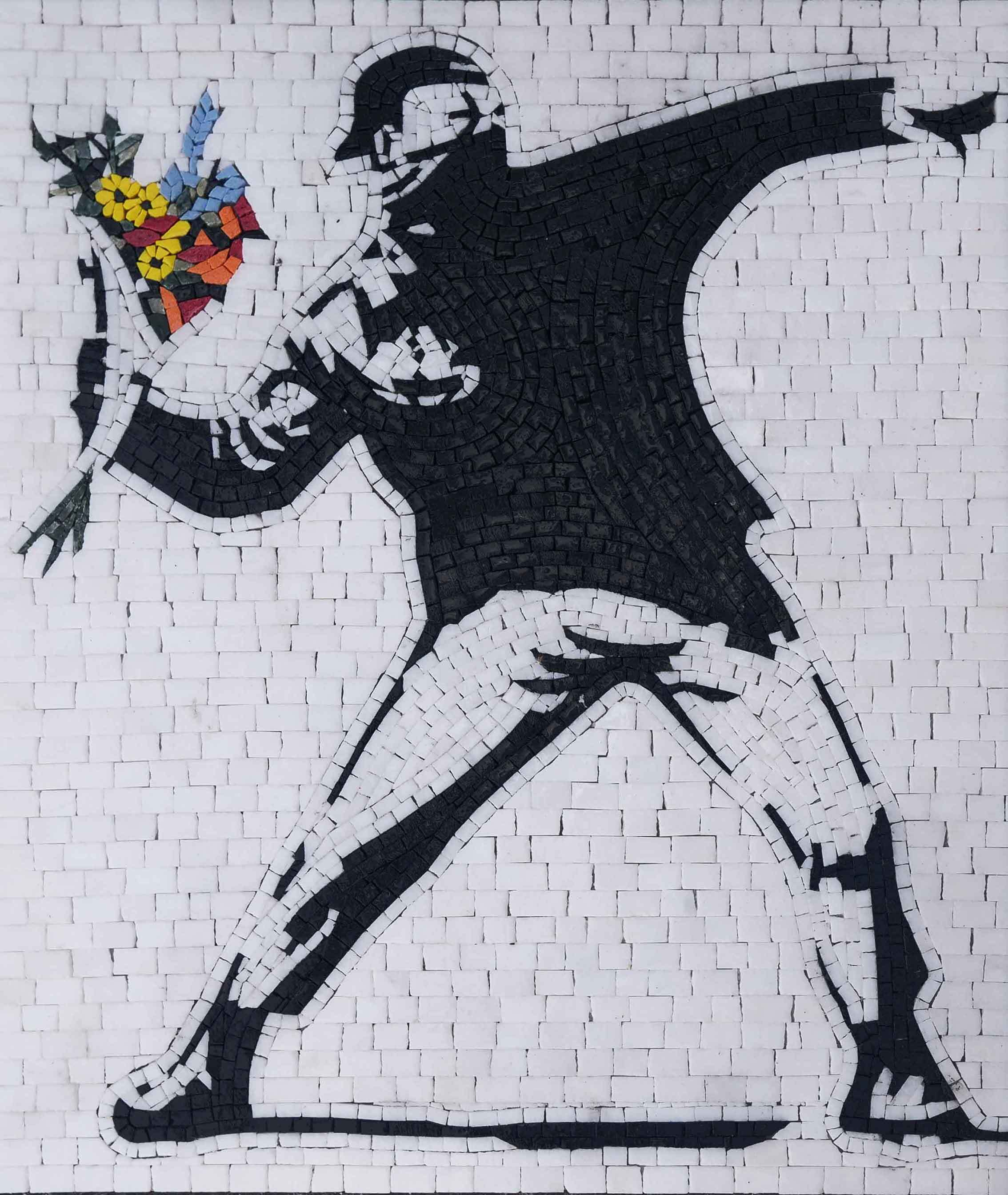 Mosaic Art - Banksy Flower Thrower | Luxury Handcrafted Stone Decor