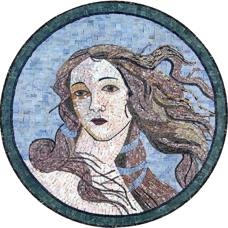 Geometric Portrait Medallion - Marble Mosaic - Mesh Backing
