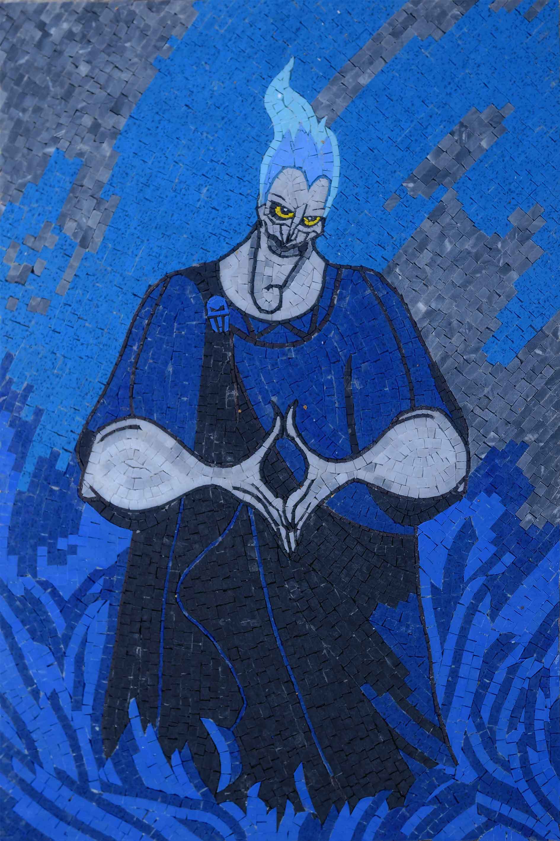Hades Figure - Marble Mosaic Art Reproduction - Mesh Backing