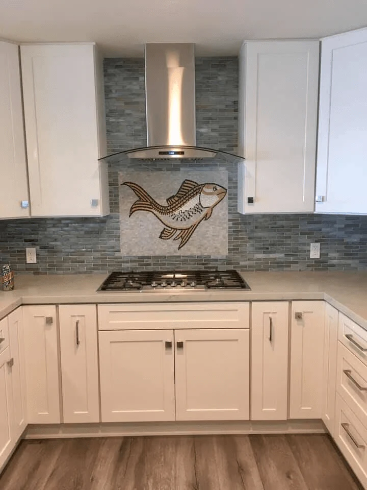 Aquatic Swimming Fish - Arabesque Mosaic - Mesh Backing - Image 2