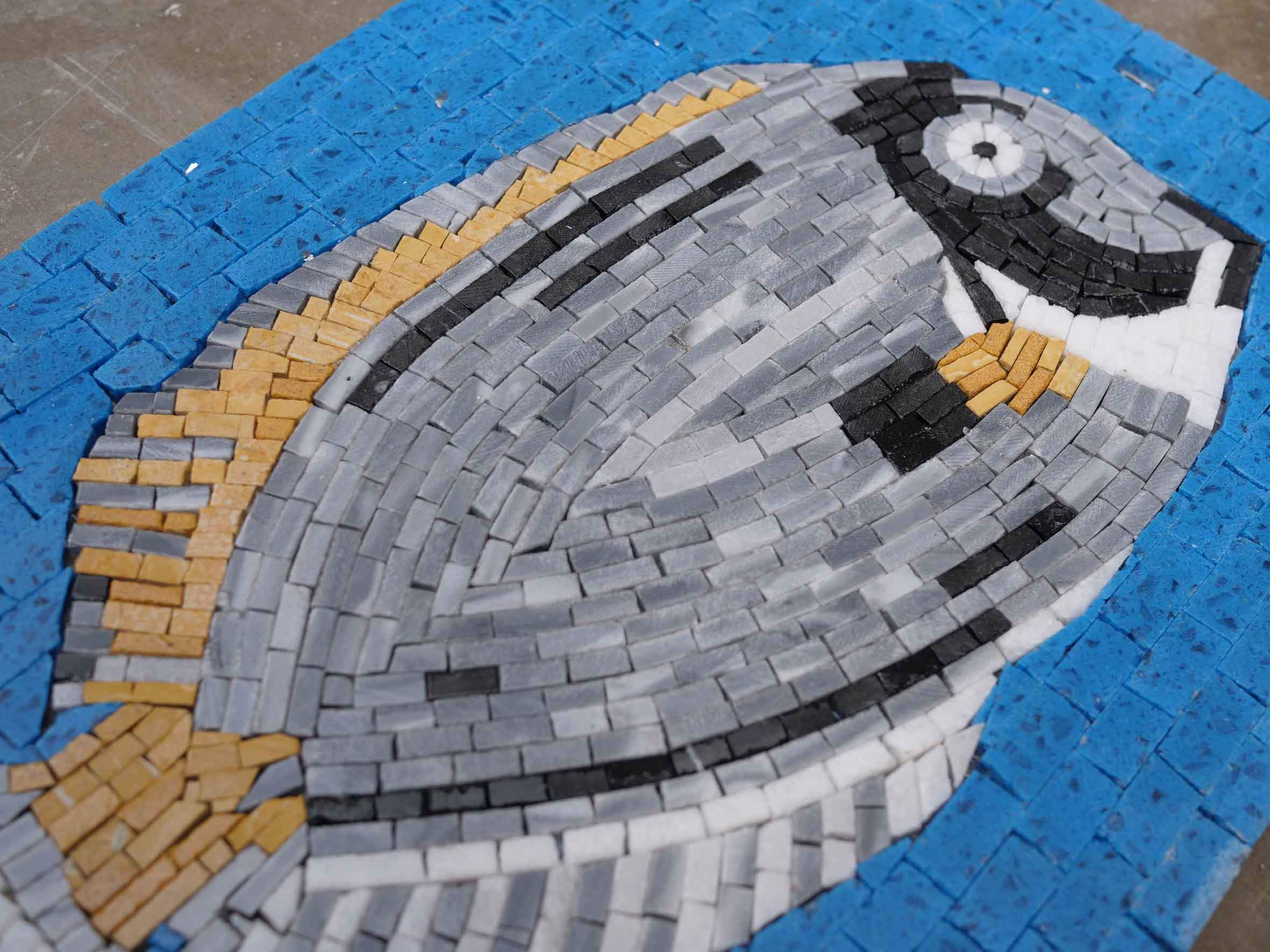 Geometric Fish - Unique Home Decor Mosaic Tang Art - Mesh Backing - Image 2