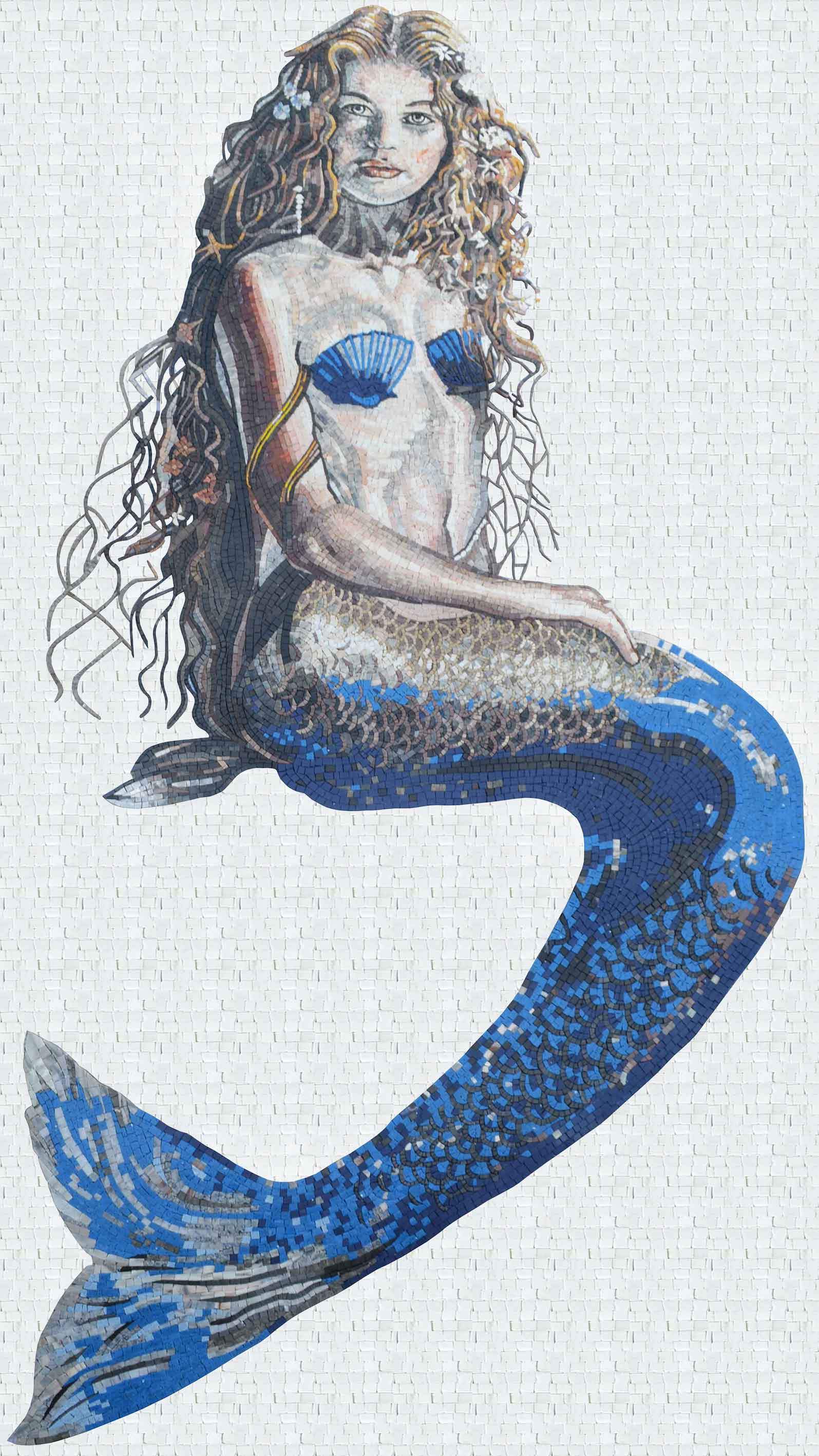 Mermaid Full Portrait - Bathroom Renovation Mosaic - Mesh Backing