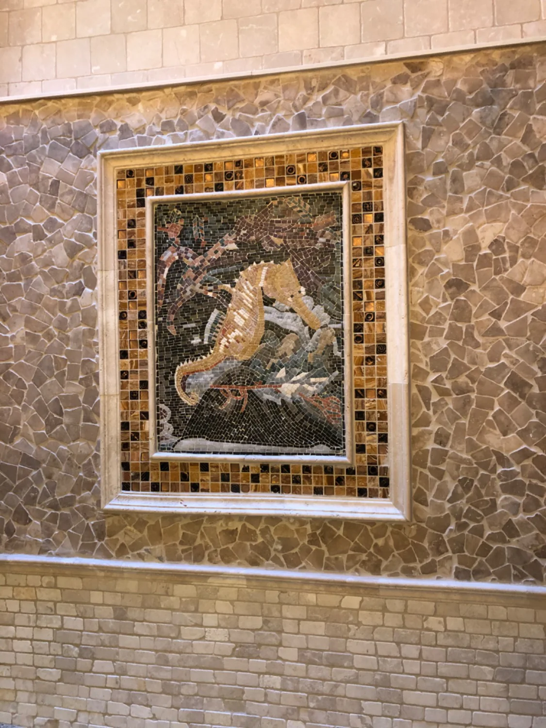 Enchanting Seahorse - Marble Mosaic Tile Art - Mesh Backing - Image 3