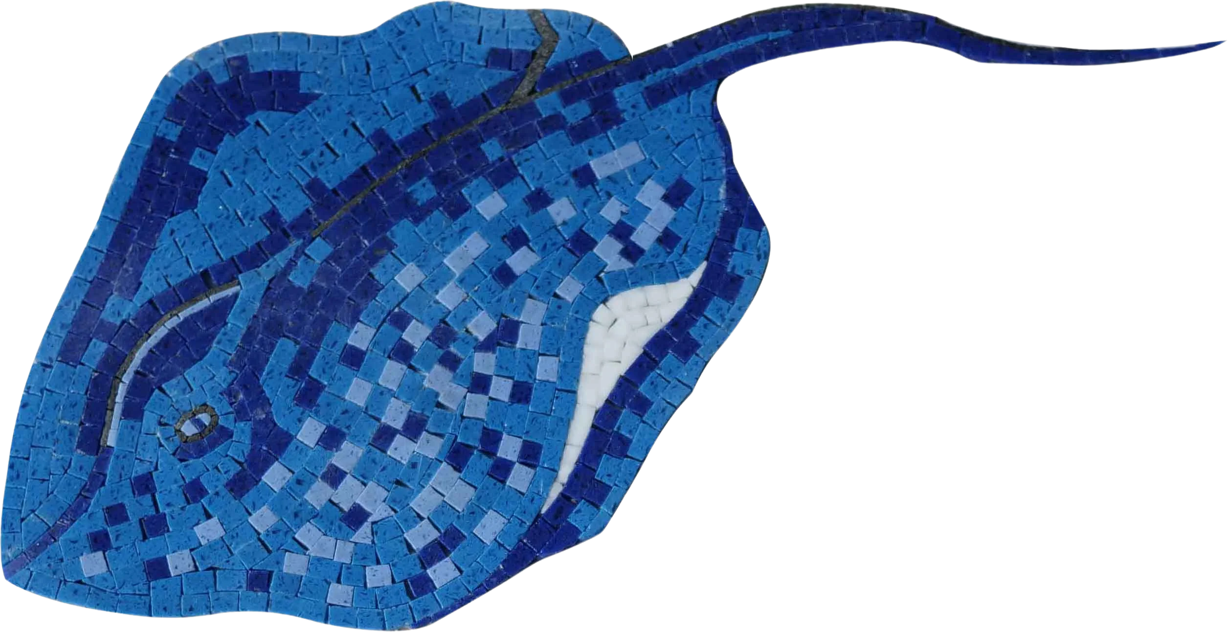 Stringray Fish - Minimalist Mosaic Luxury Handcrafted Natural Stone Art - Mesh Backing