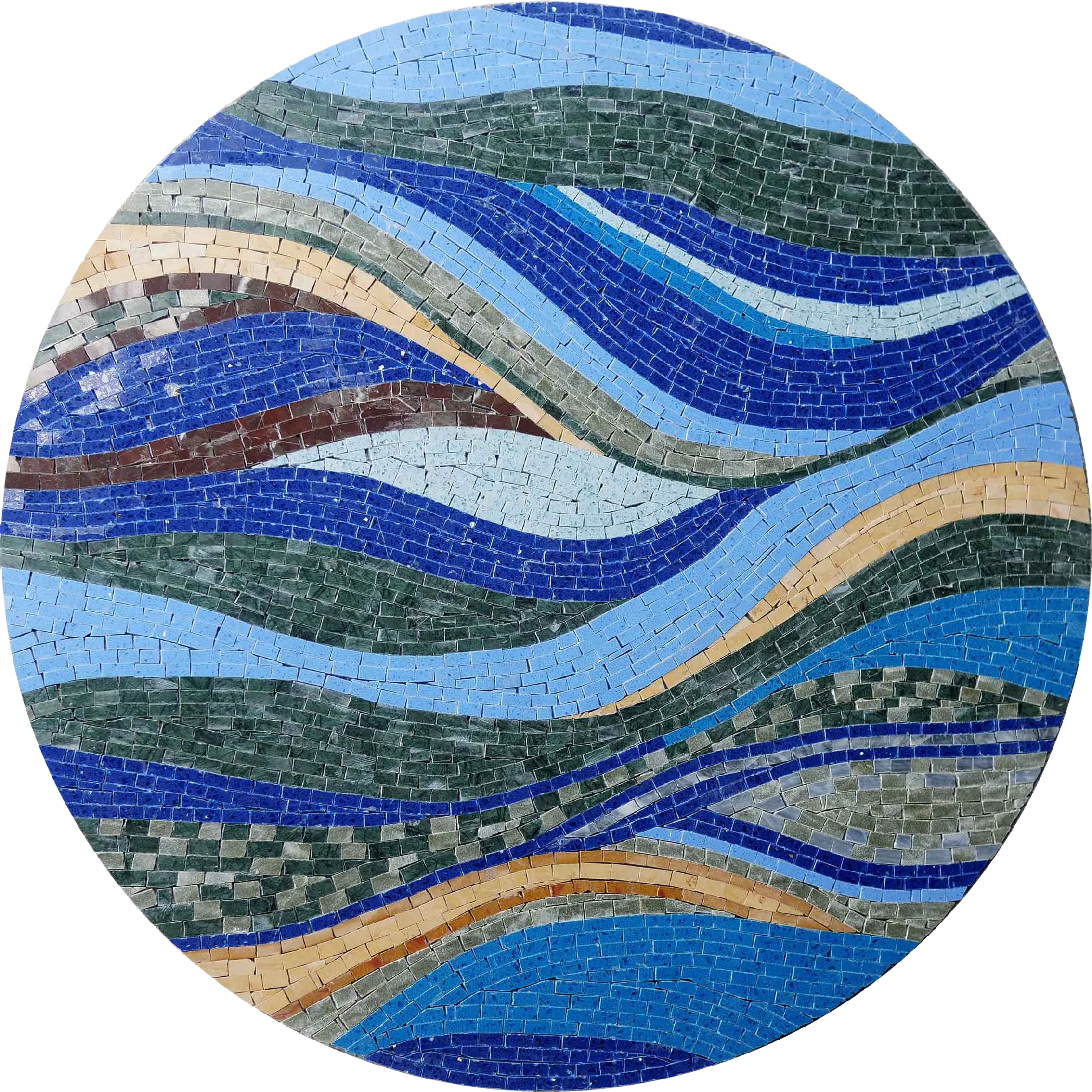 Wavy Mosaic Design - Medallion Art | Luxury Handcrafted Natural Stone