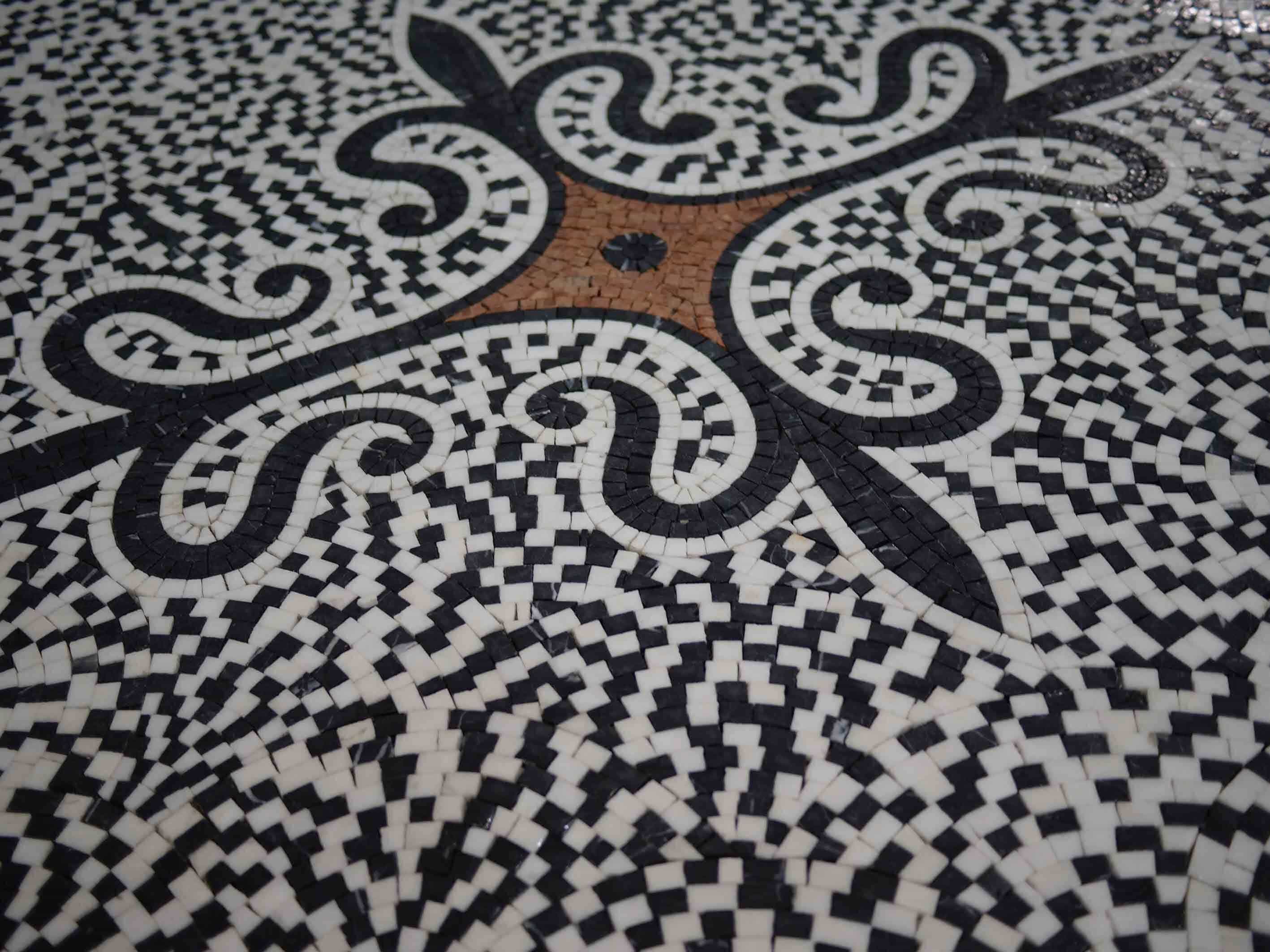 Floral Cross Motif - Mosaic Flower Patterns Geometric Floor Pattern - Mesh Backing - Image 2