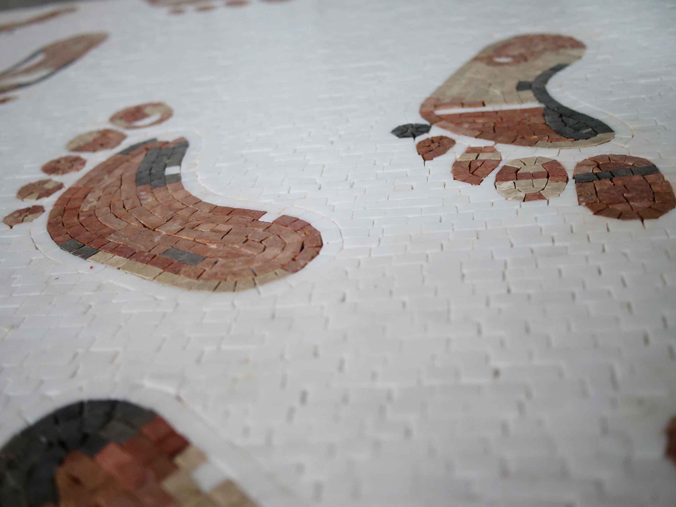 Footprints Geometric - Marble Contemporary Tile Murals Mosaic Flooring - Mesh Backing - Image 2