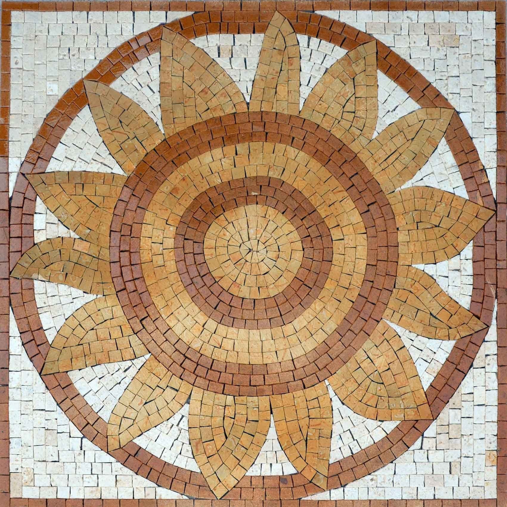 Ornate Bloom - Mosaic Tile Fireplace Flower Art - Mesh Backing