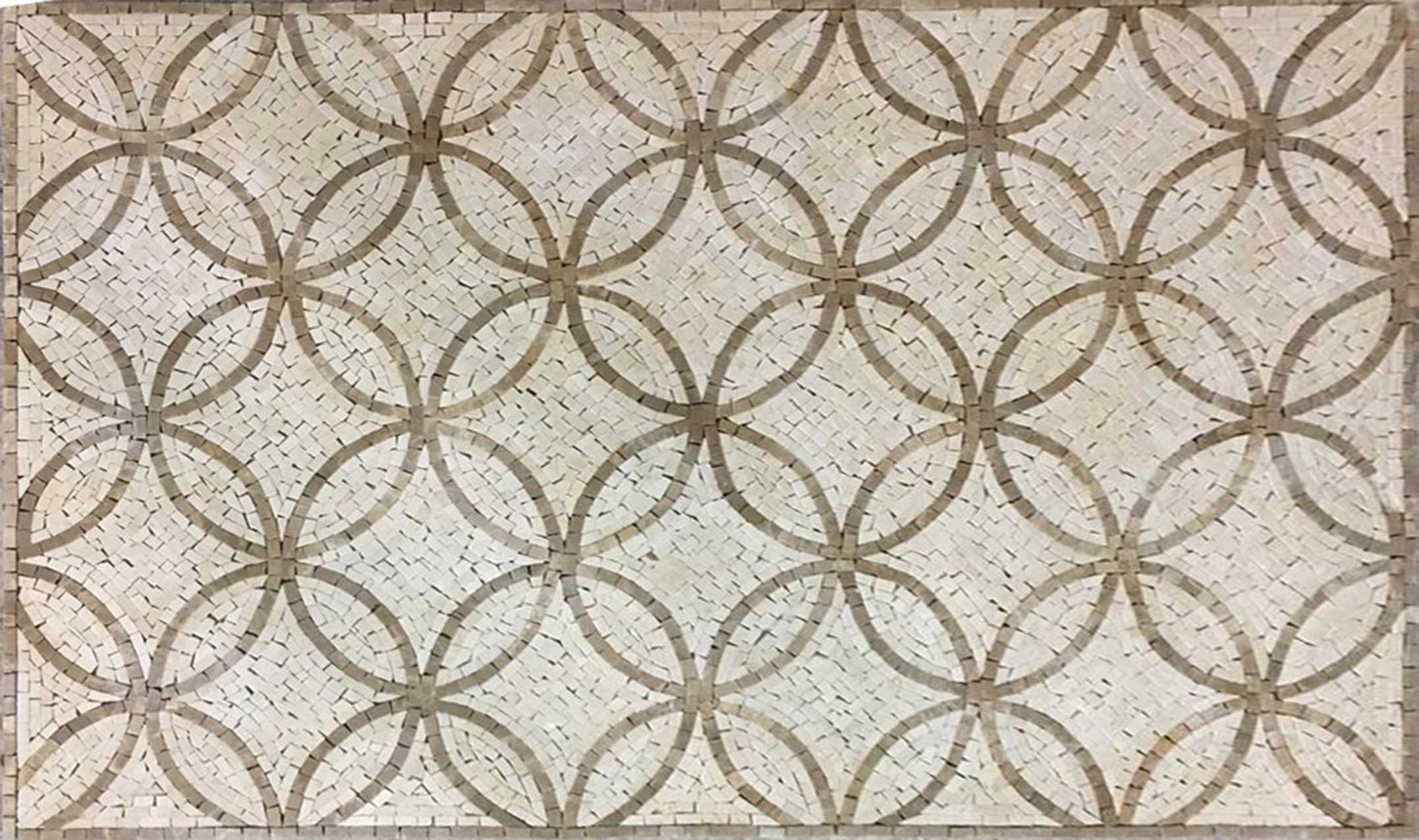 Overlapping Circles Pattern - Marble Mosaic Medallion Artwork - Mesh Backing