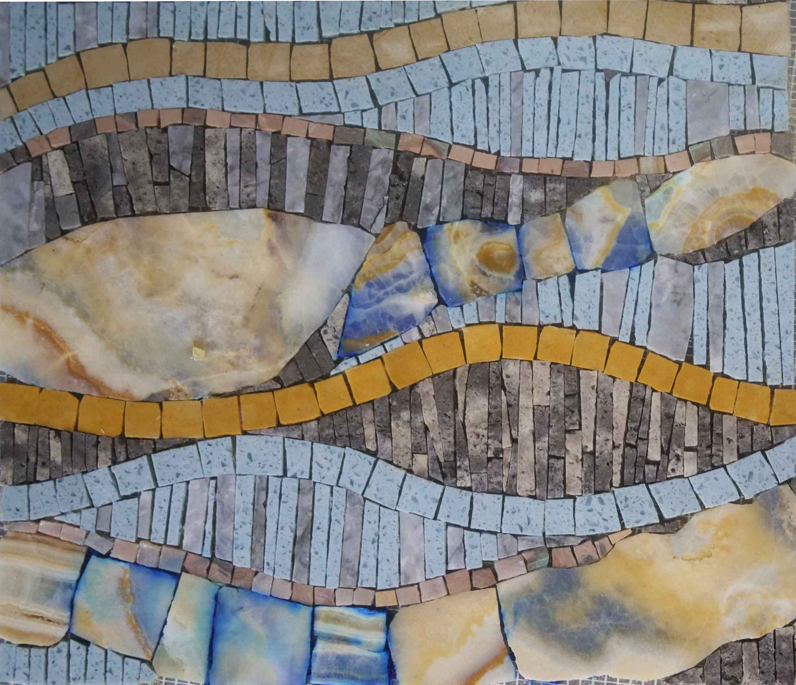 Wavy Stone Geometric - Mosaic Decoration String Patterns - Mesh Backing