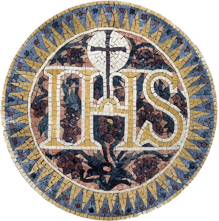 Christian Symbol Medallion Icon - Marble Mosaic - Mesh Backing