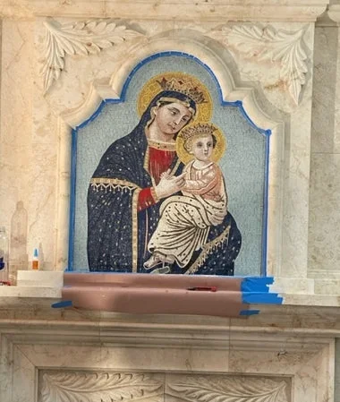Light Jesus And Mary Iconic - Marble Mosaic Luxury Handcrafted Art - Mesh Backing - Image 3