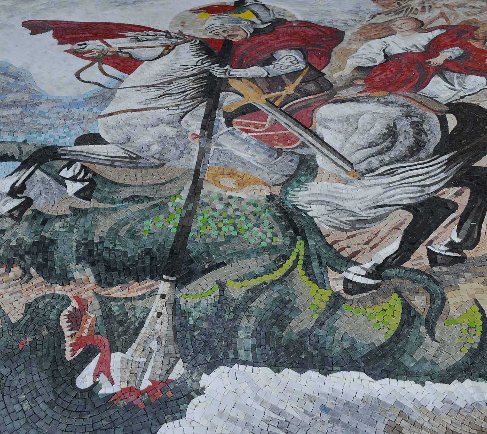 George Slaying Dragon - Beach Life Mosaic Medallion - Mesh Backing - Image 2