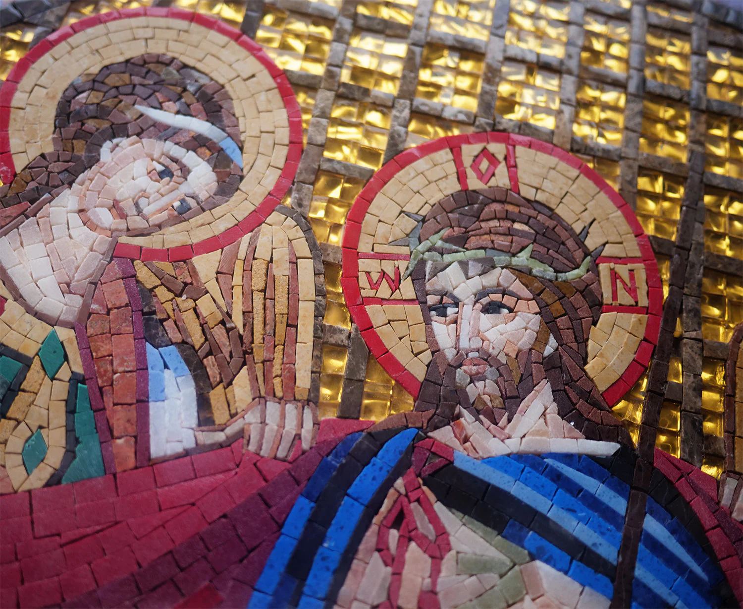 Religious Mosaic Mural – Christ and Angels in Marble - Image 2