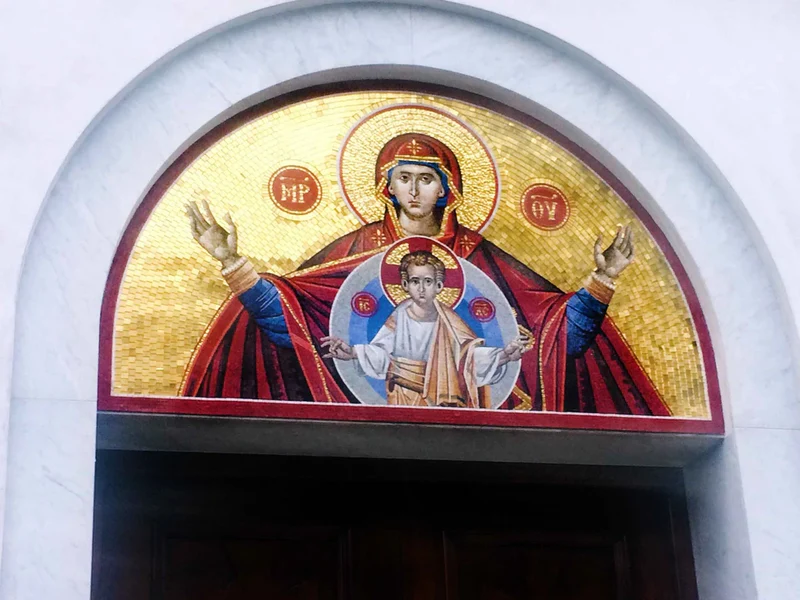 Religious Figures - Marble Mosaic Semi Circular - Mesh Backing - Image 2