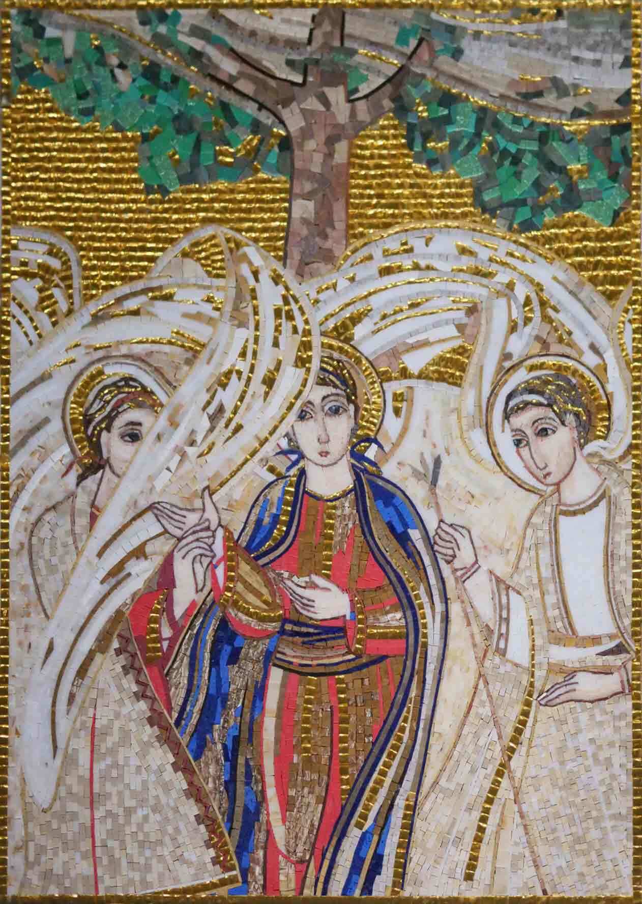 Annunciation Scene - Glass Shower Niche Mosaic Religious Art - Mesh Backing