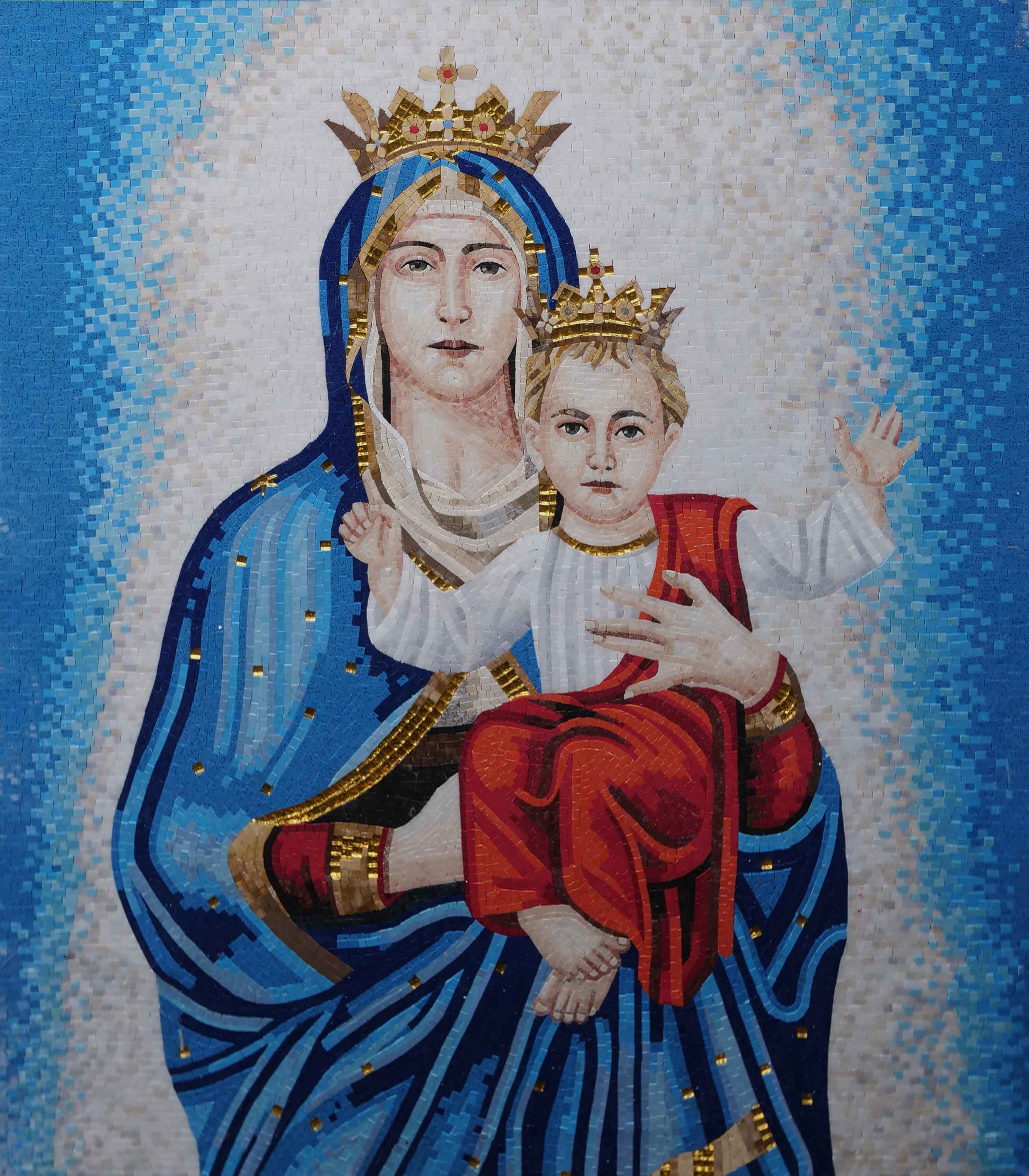 Saint Mary & Jesus - Luxury Handcrafted Mosaic Wall Art