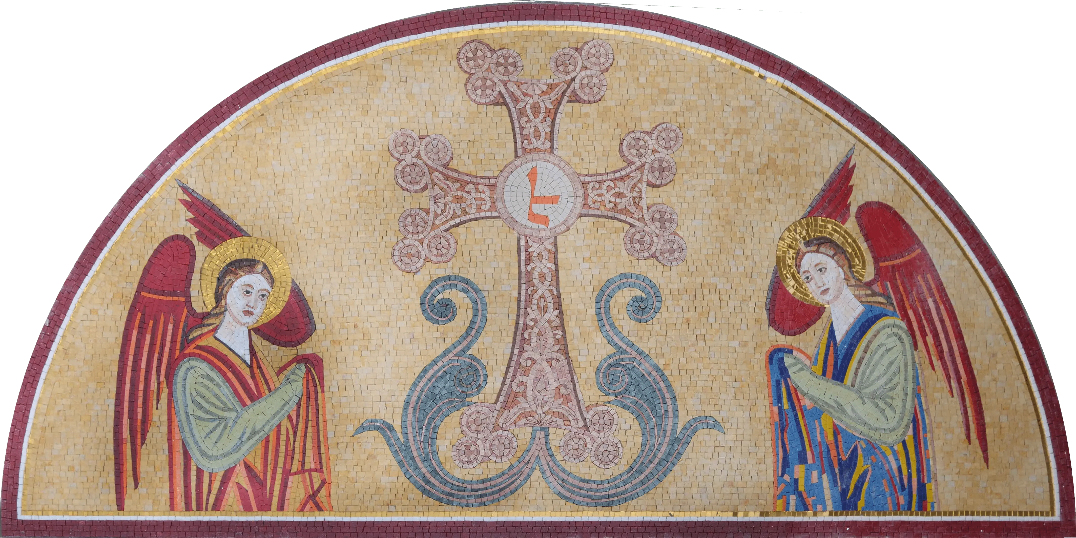 Angelic Cross Pattern - Powder Room Backsplash Mosaic Religious Art - Mesh Backing