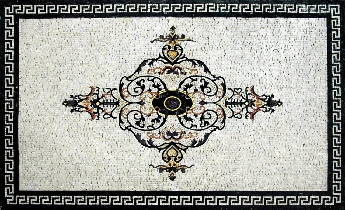 Ornate Pattern - Marble Mosaic Floor Wall Table Top - Mesh Backing