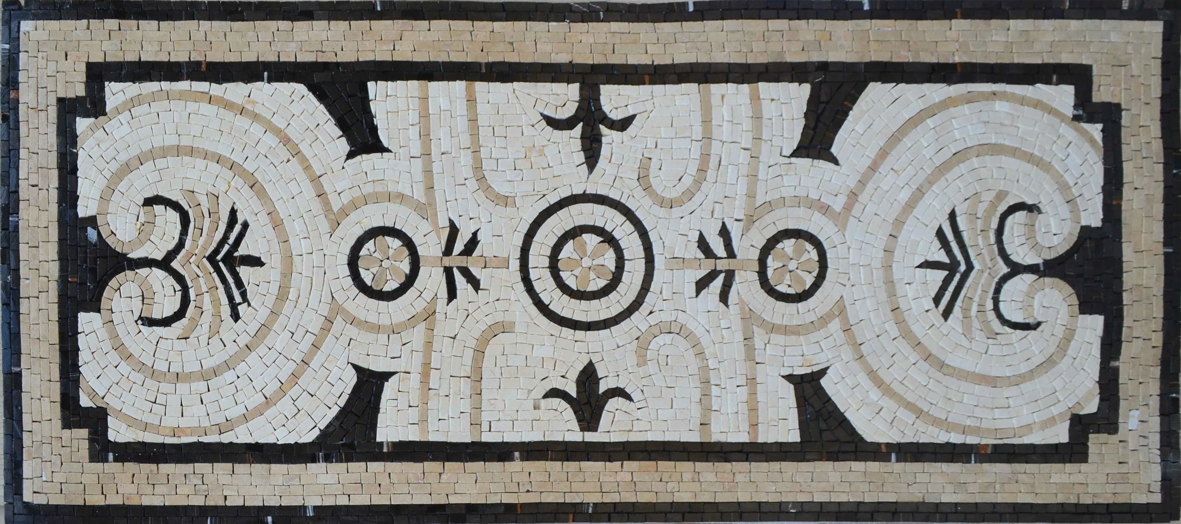 Mgb Geometric Motif - Marble Mosaic Tile Patterns - Mesh Backing