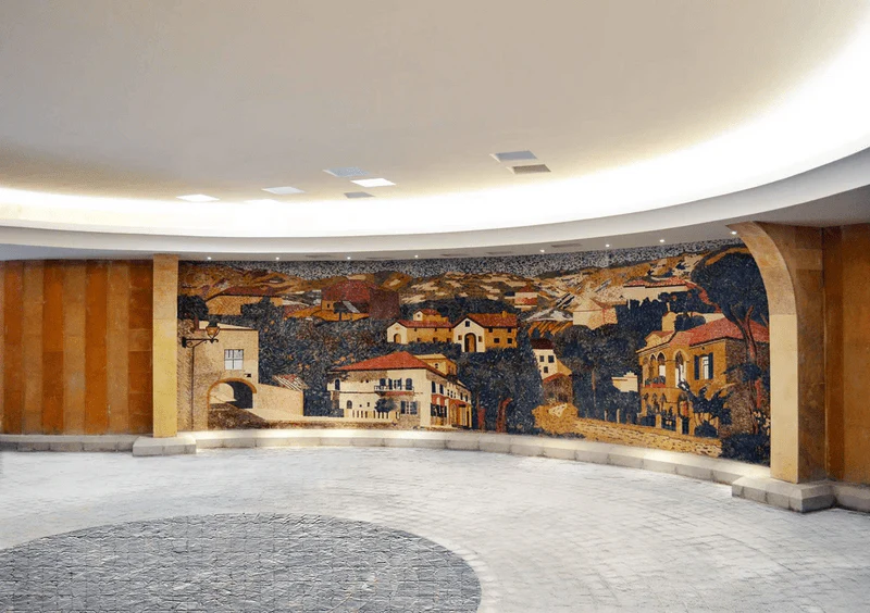 Village Natural Scene - Marble Custom Mosaic Stone - Mesh Backing - Image 4