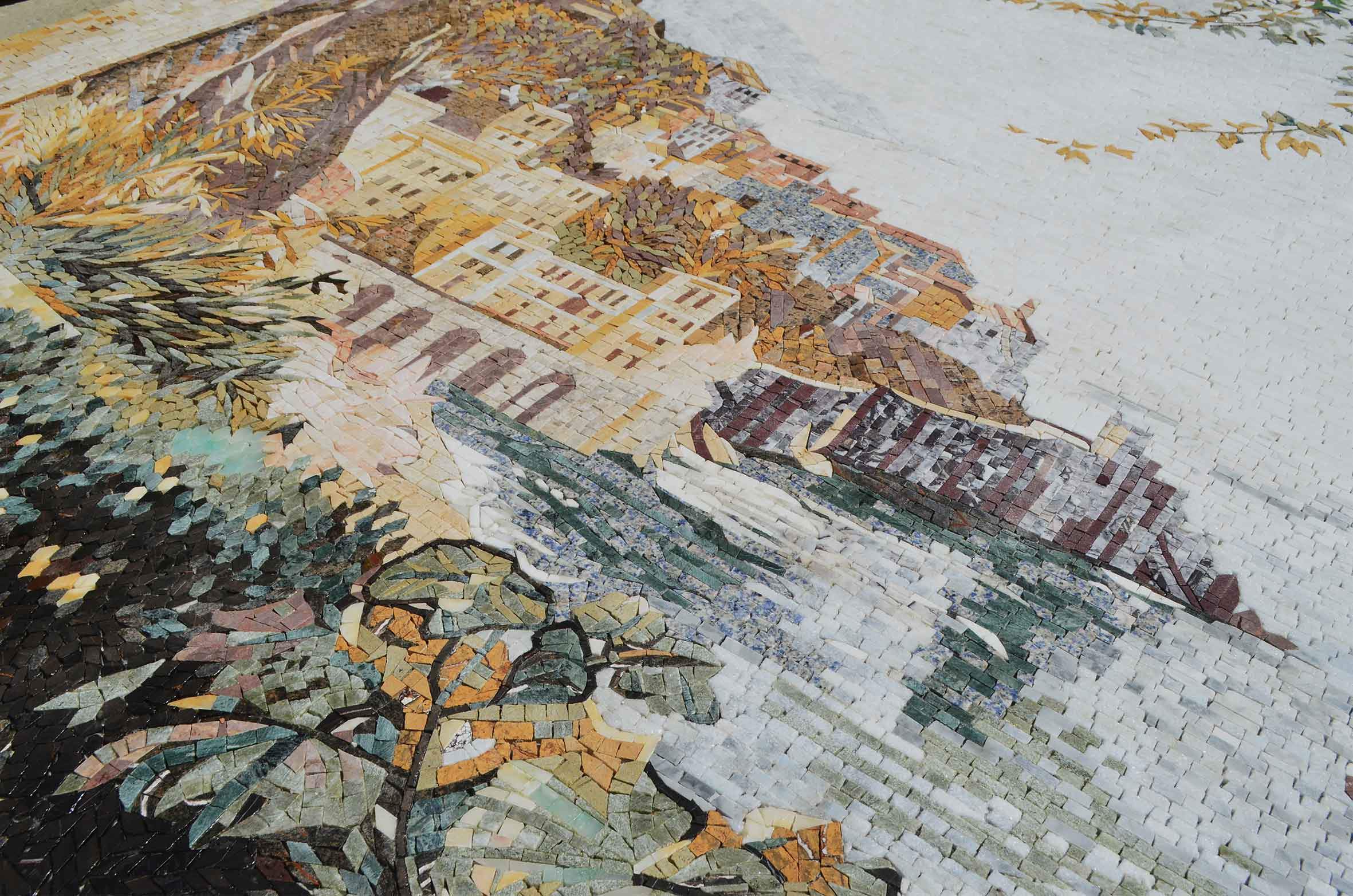 Town Scene - Minimalist Mosaic Art - Mesh Backing - Image 4