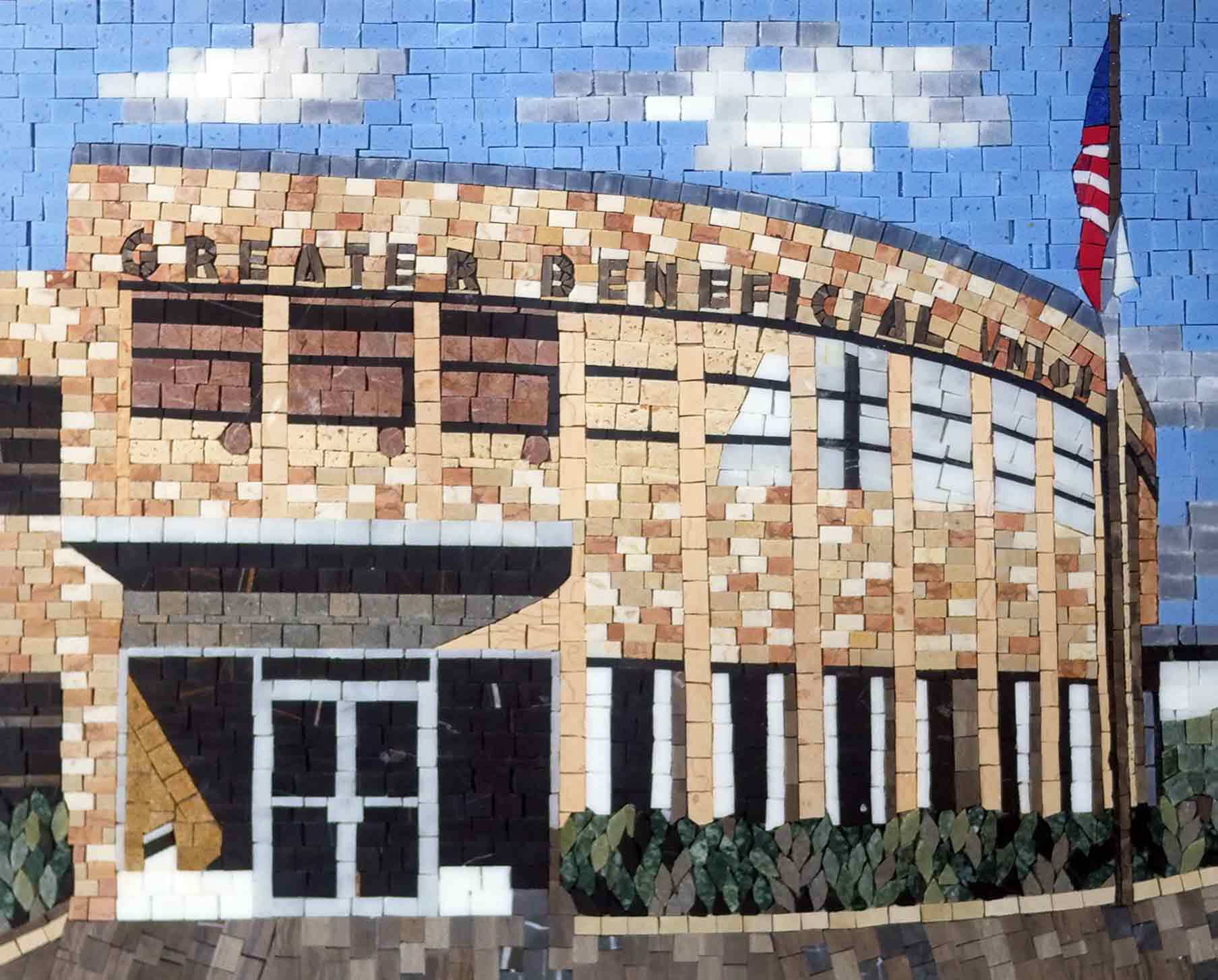 Building Facade - Luxury Home Decor Mosaic Handmade Artwork - Mesh Backing