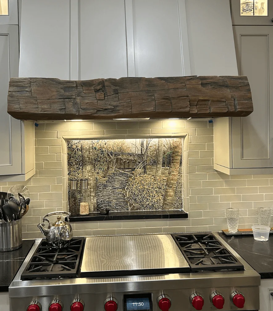 Mural Lake The Forest - Design Mosaic Luxury Handcrafted Stone Art - Mesh Backing - Image 2
