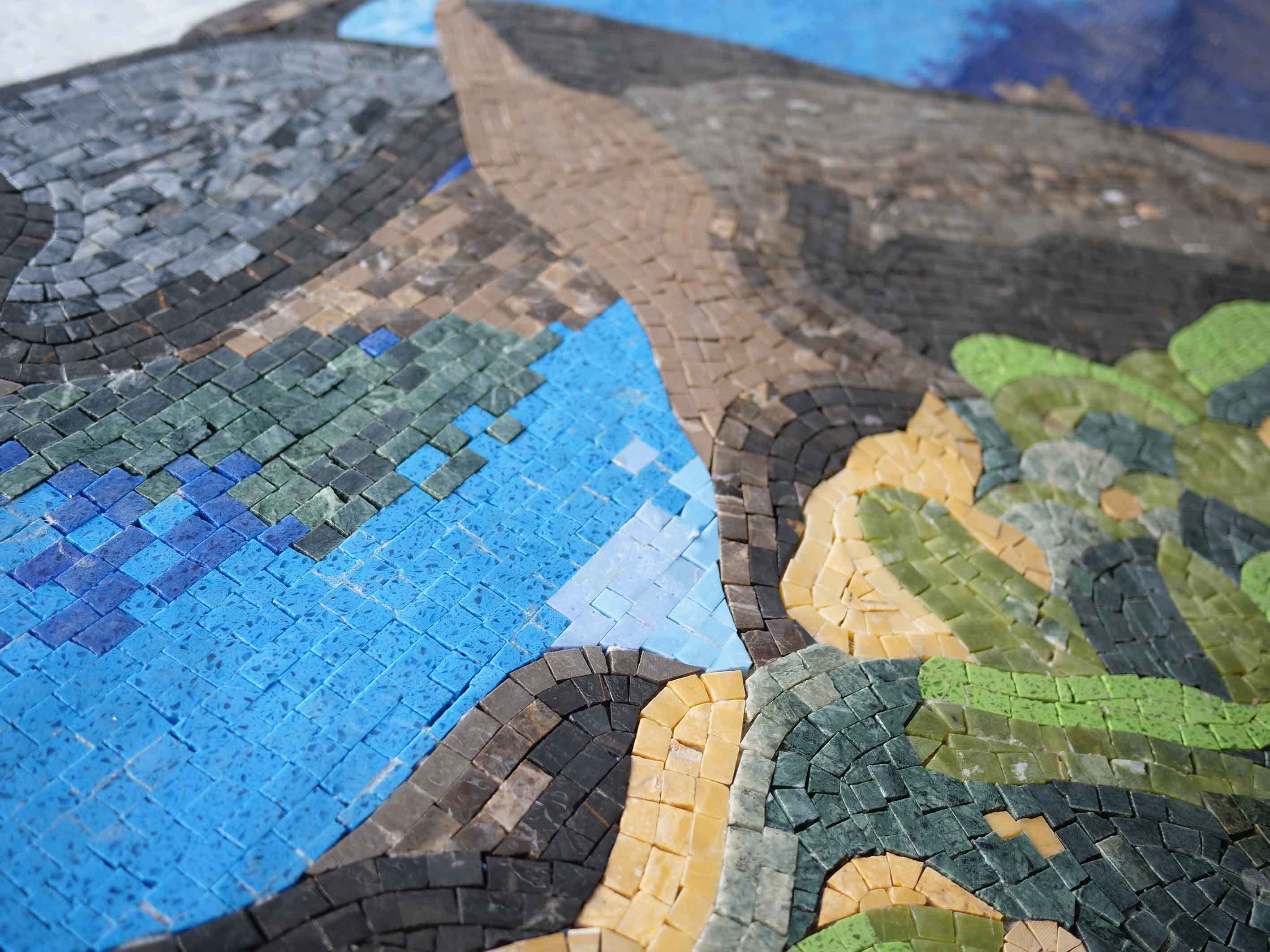 Rocky Coastline View - Marble Mosaic Flooring Landscape Art - Mesh Backing - Image 2