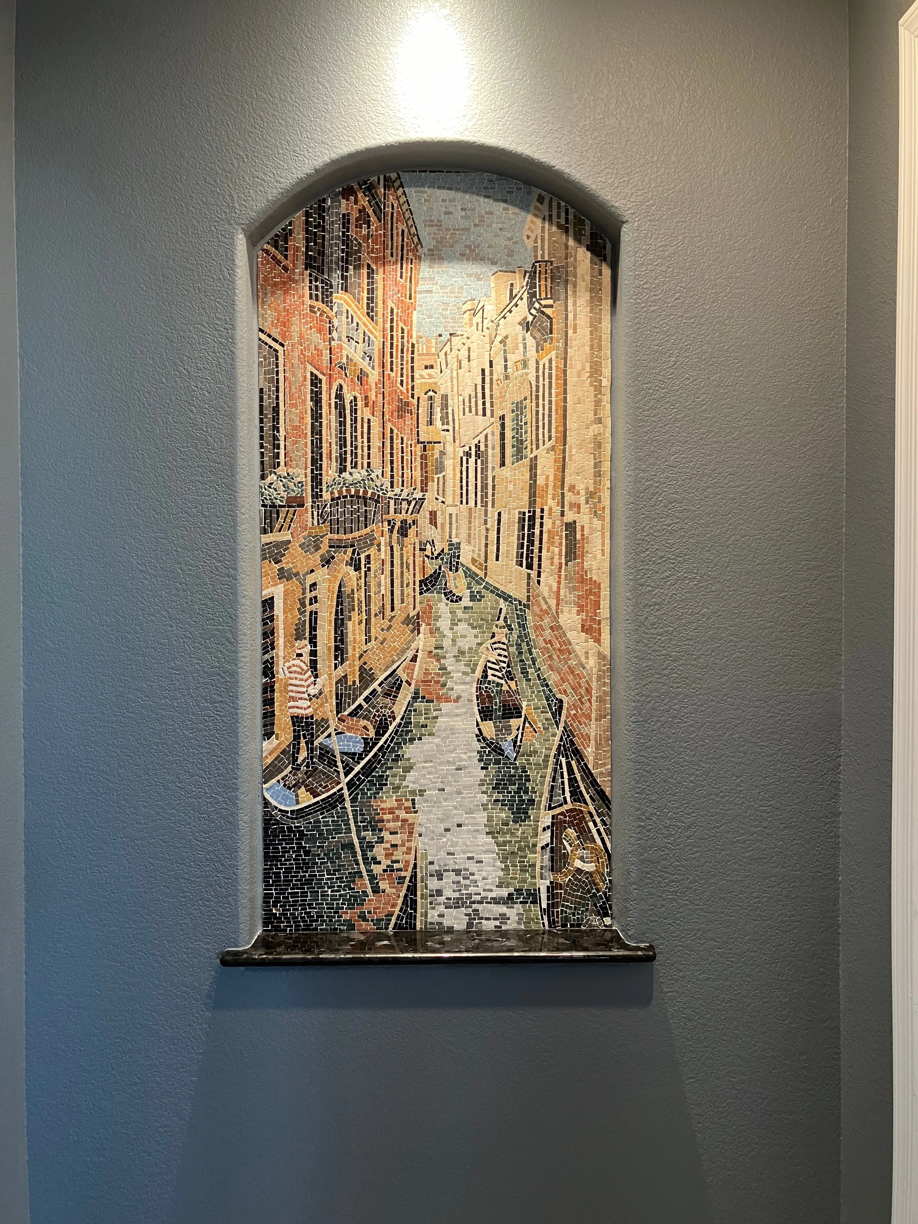 Venice Canal Scene - Marble Swimming Pool Mosaic Landscape Art - Mesh Backing - Image 3