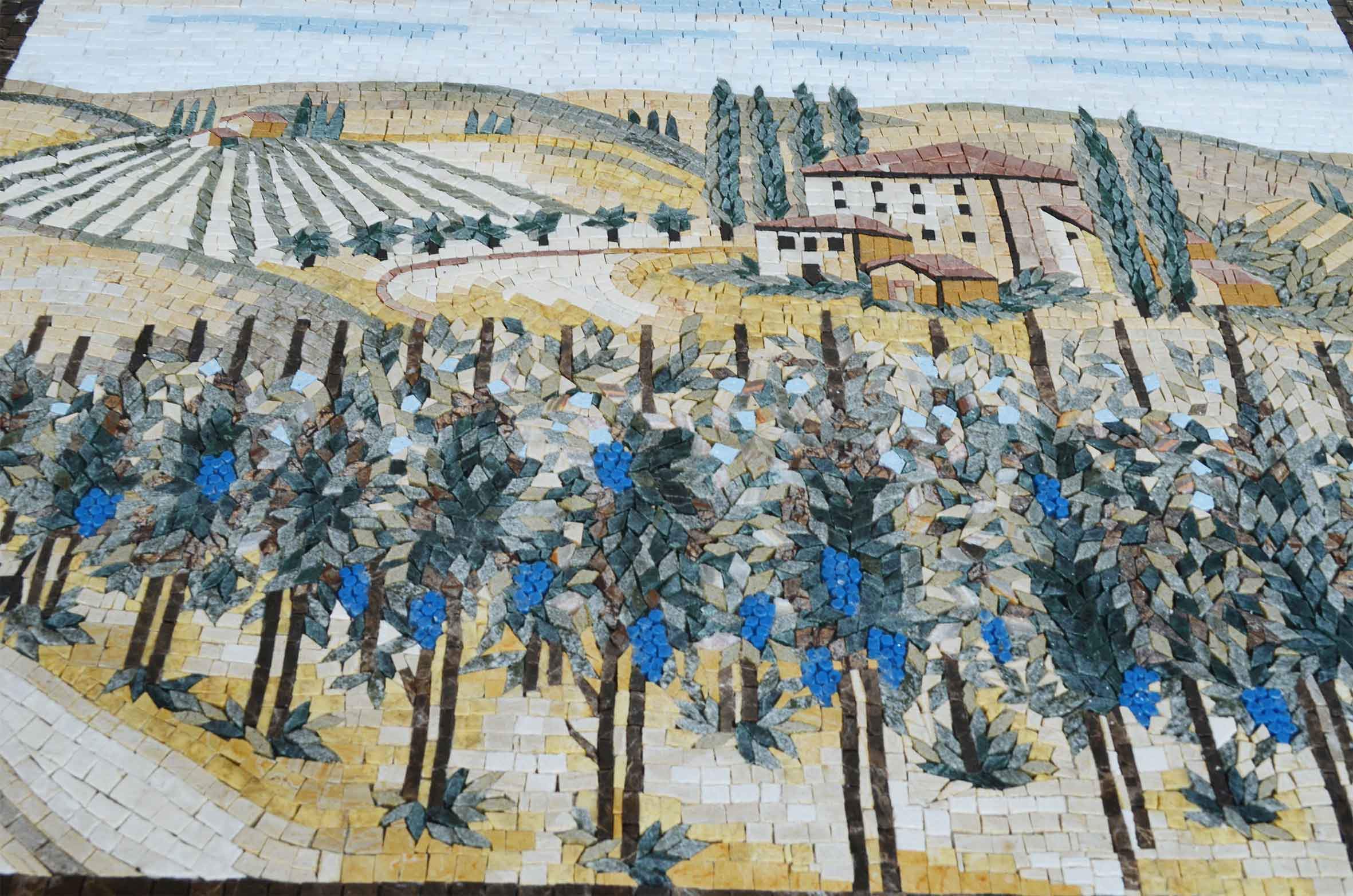Rolling Vineyard Landscape - Unique Home Decor Mosaic Kitchen Backsplash - Mesh Backing - Image 2