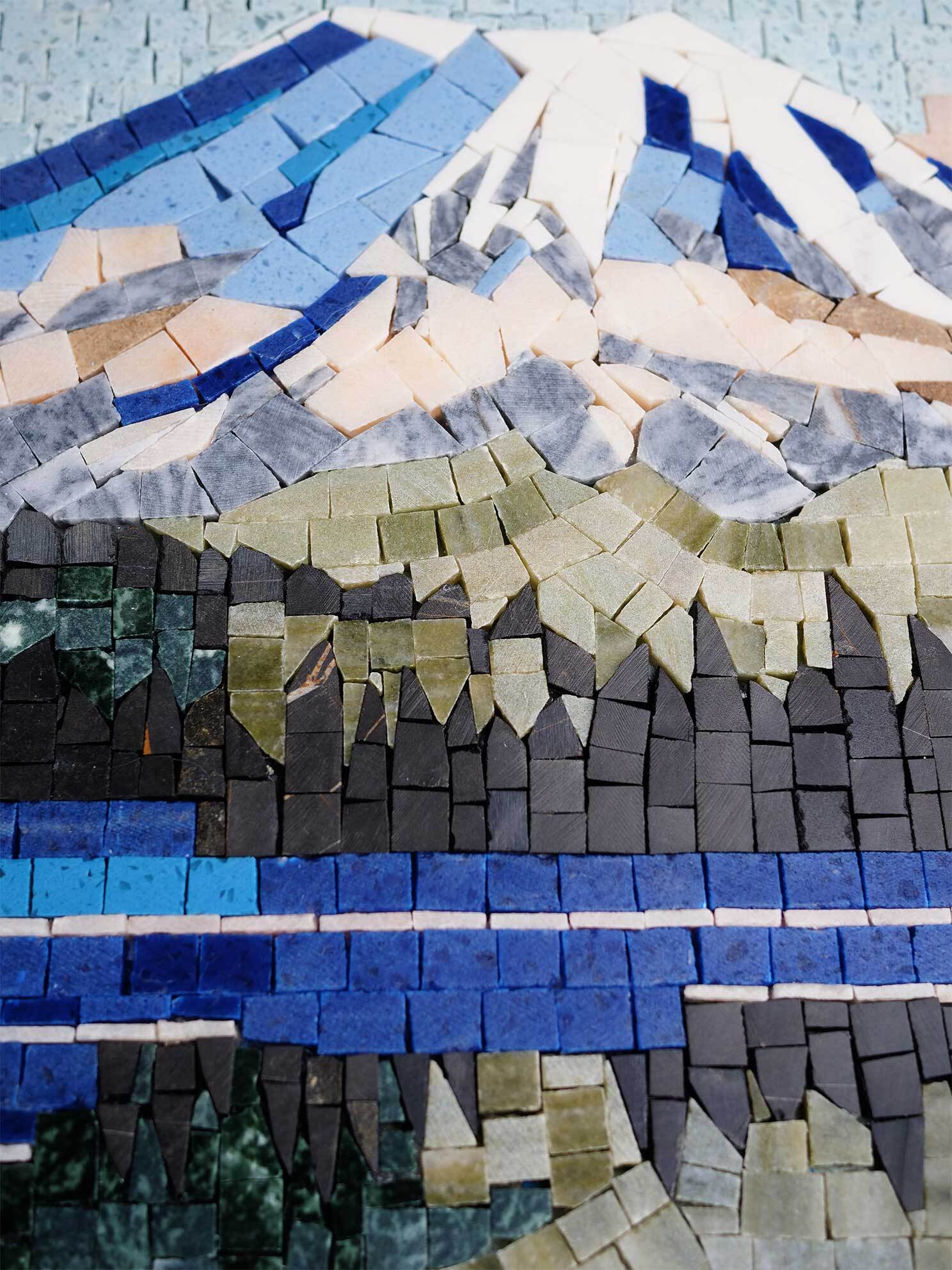 Mountain Majesty Reflected - Mosaico Mosaic Lakeside Luxury Handcrafted Art - Mesh Backing - Image 2