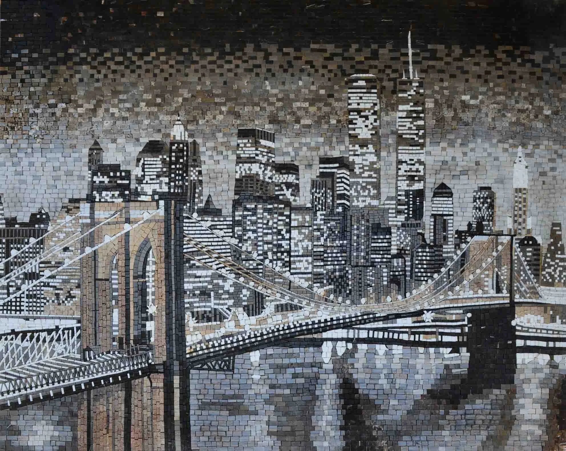 New York Brooklyn Bridge - Mosaic Art For Sale - Mesh Backing