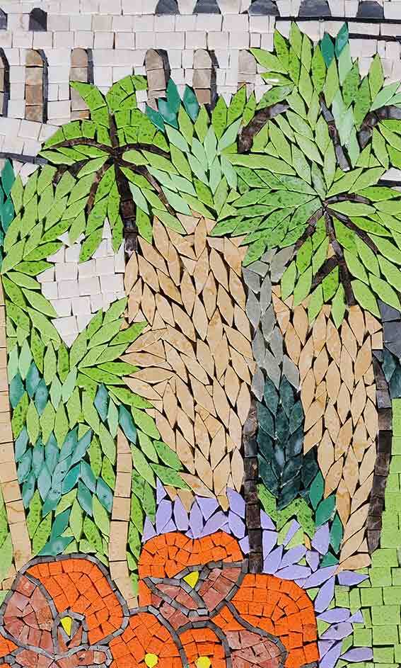 Scenic Bridge Landscape - Mosaic Table Top Art - Mesh Backing - Image 2