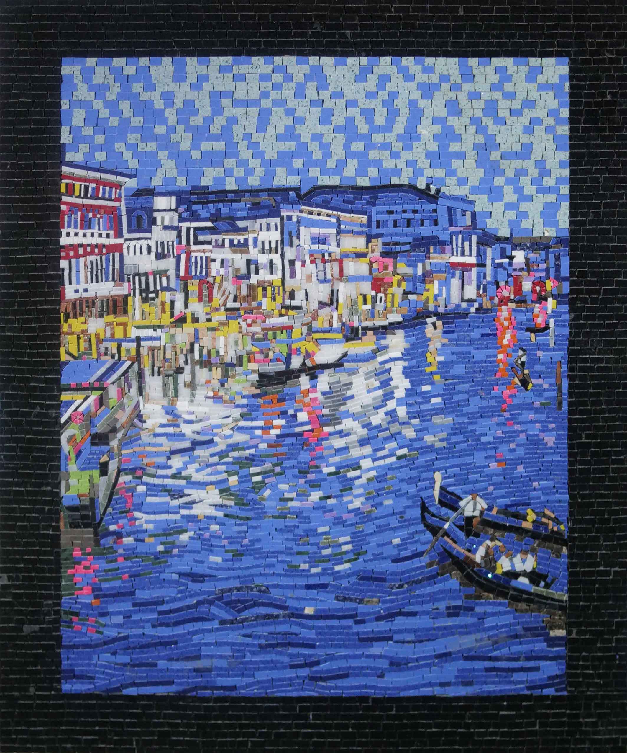 Venice Canal Scene - Home Renovations Ideas Mosaic View Luxury Handcrafted Natural Stone Art - Mesh Backing