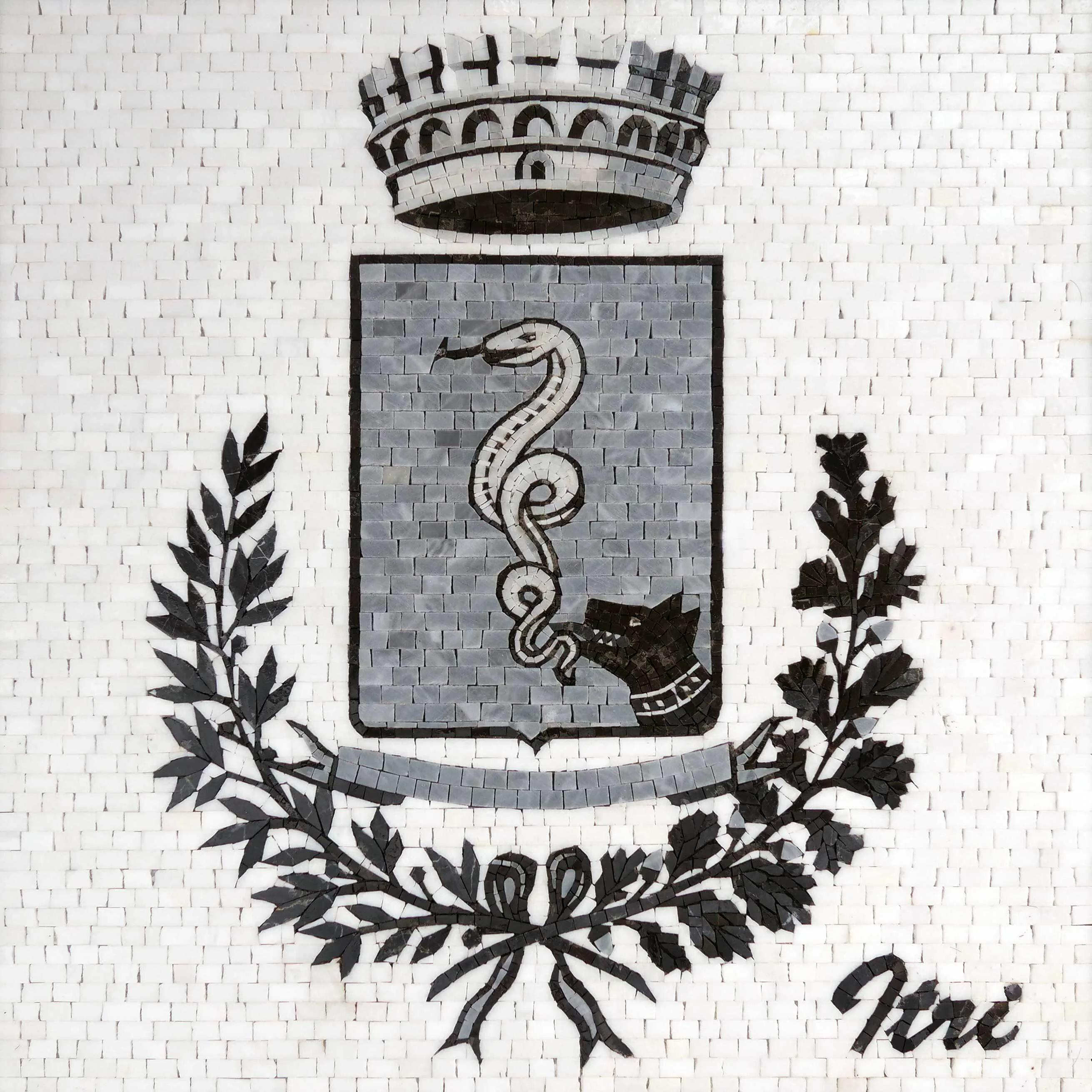 Itri Town Coat Arms - Ancient Mosaic Custom Family Art - Mesh Backing