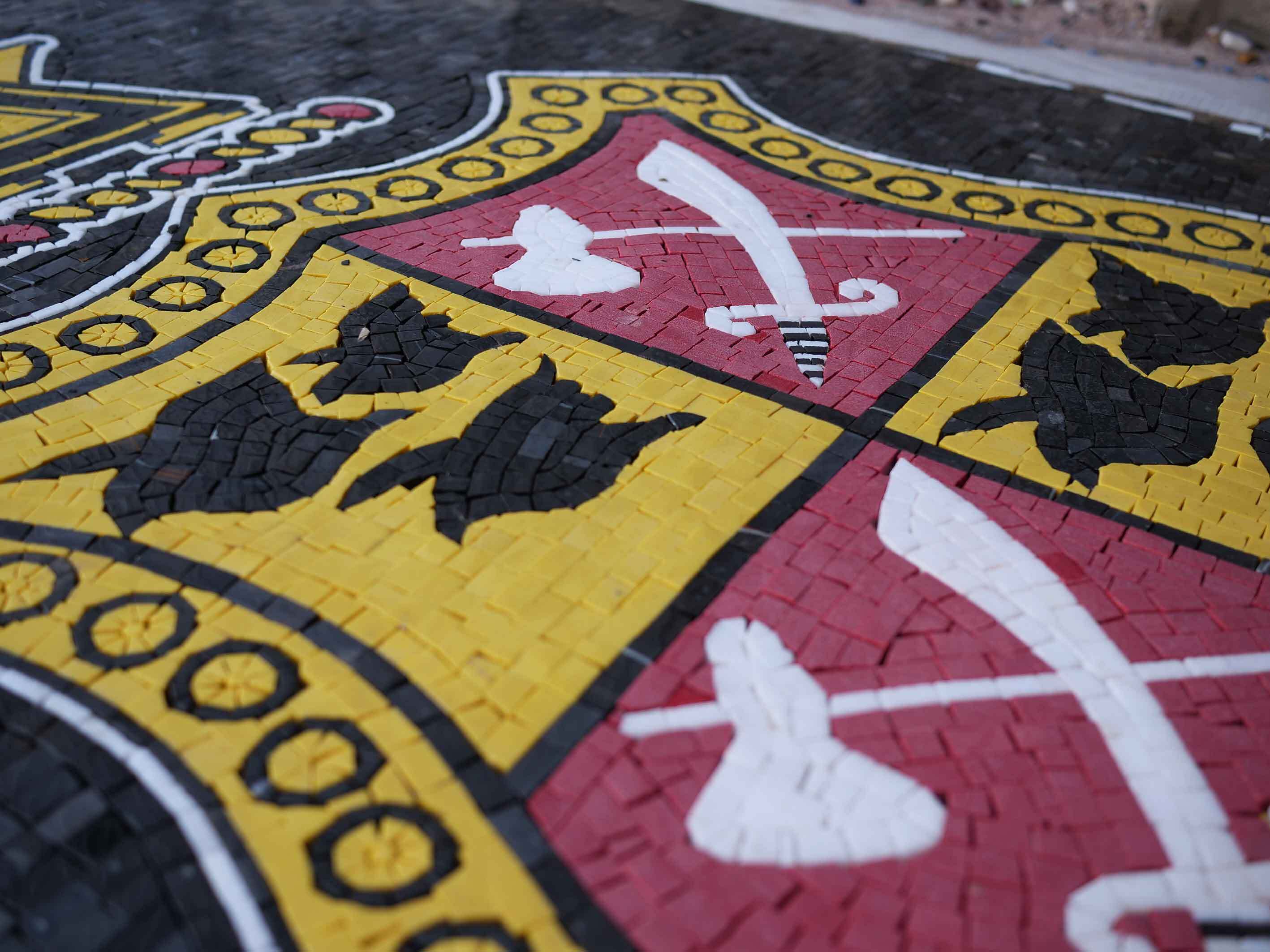 Delta Chi Design Shield Emblem - Landscape Mosaic Luxury Handcrafted Natural Stone - Mesh Backing - Image 2