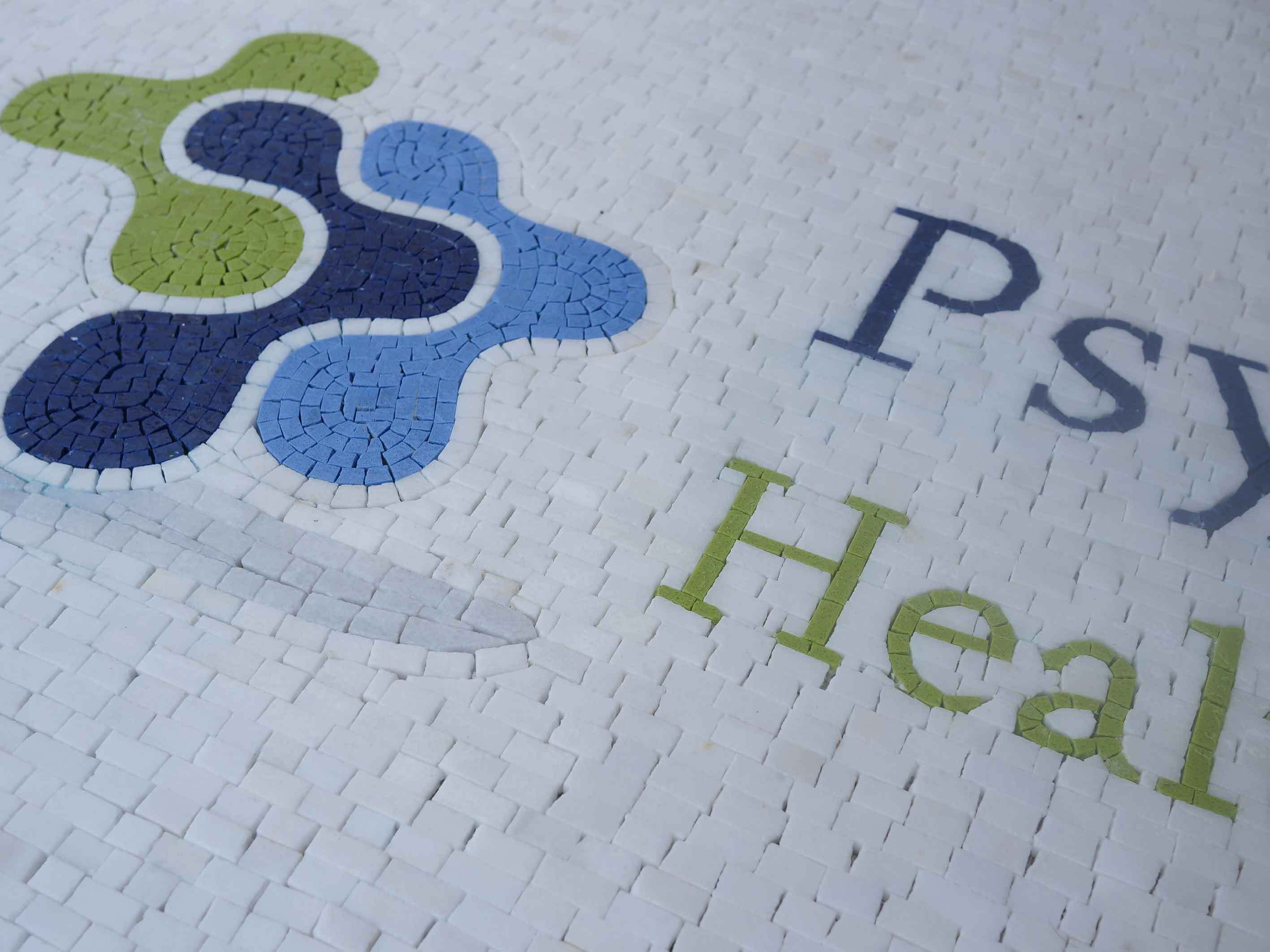 Geometric Health Logo Art - Impressionist Mosaic Psyclarity Luxury Handcrafted Natural Stone - Mesh Backing - Image 2