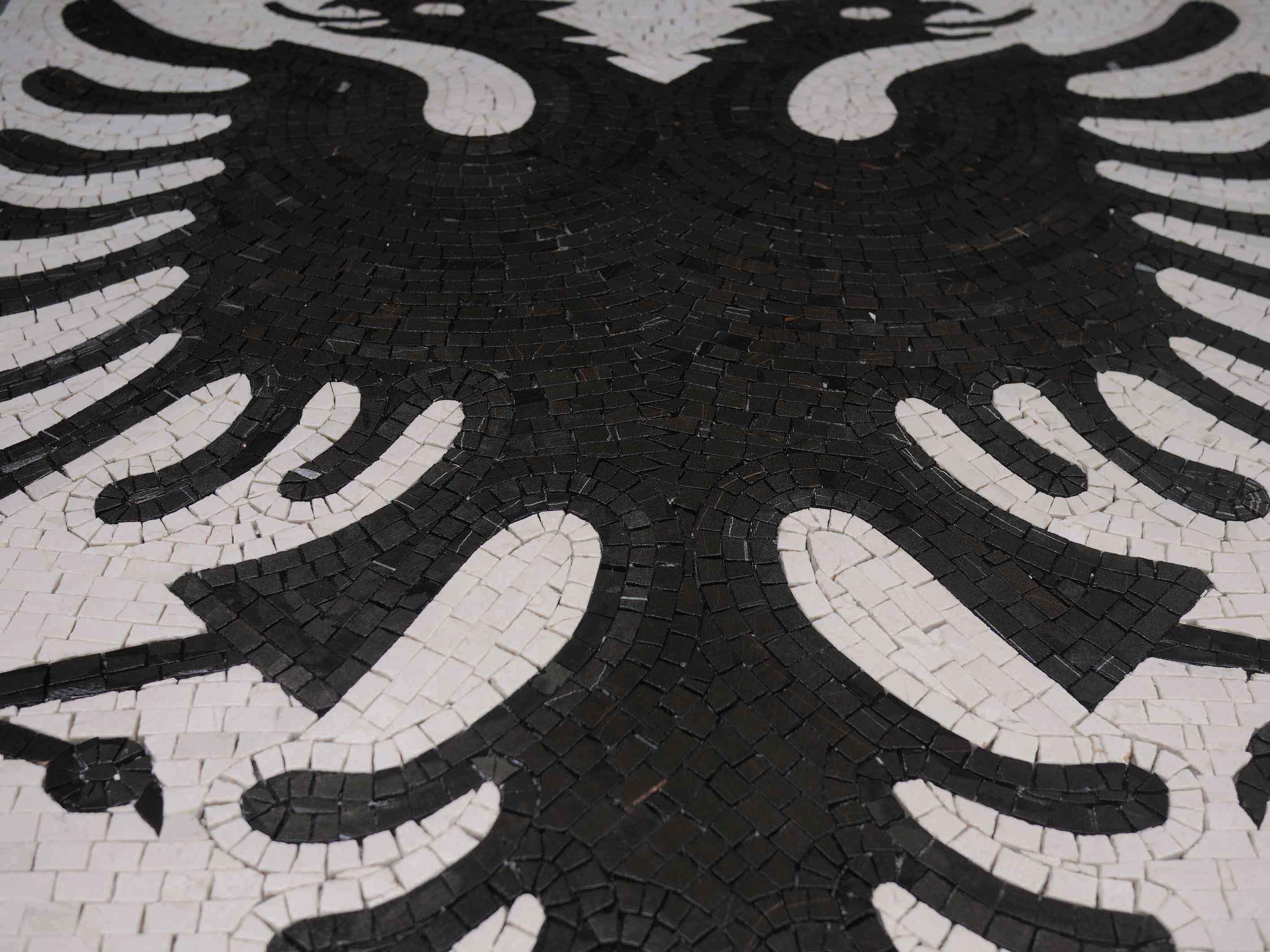 Albanian Eagle Motif - Marble Mosaic Rug The - Mesh Backing - Image 2
