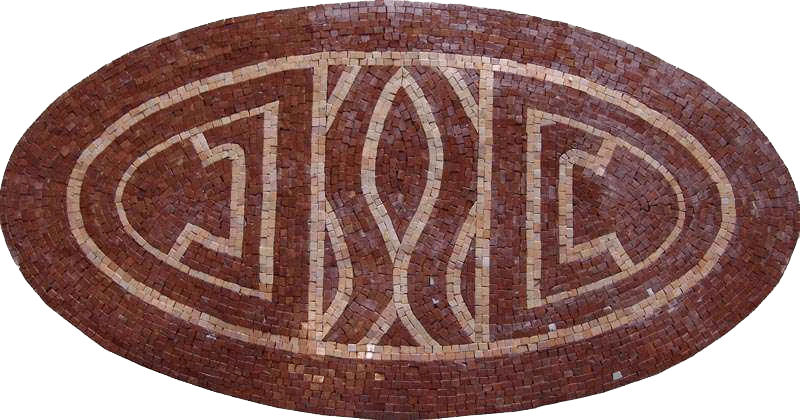 Abstract Oval Design - Marble Mosaic Custom Mural - Mesh Backing