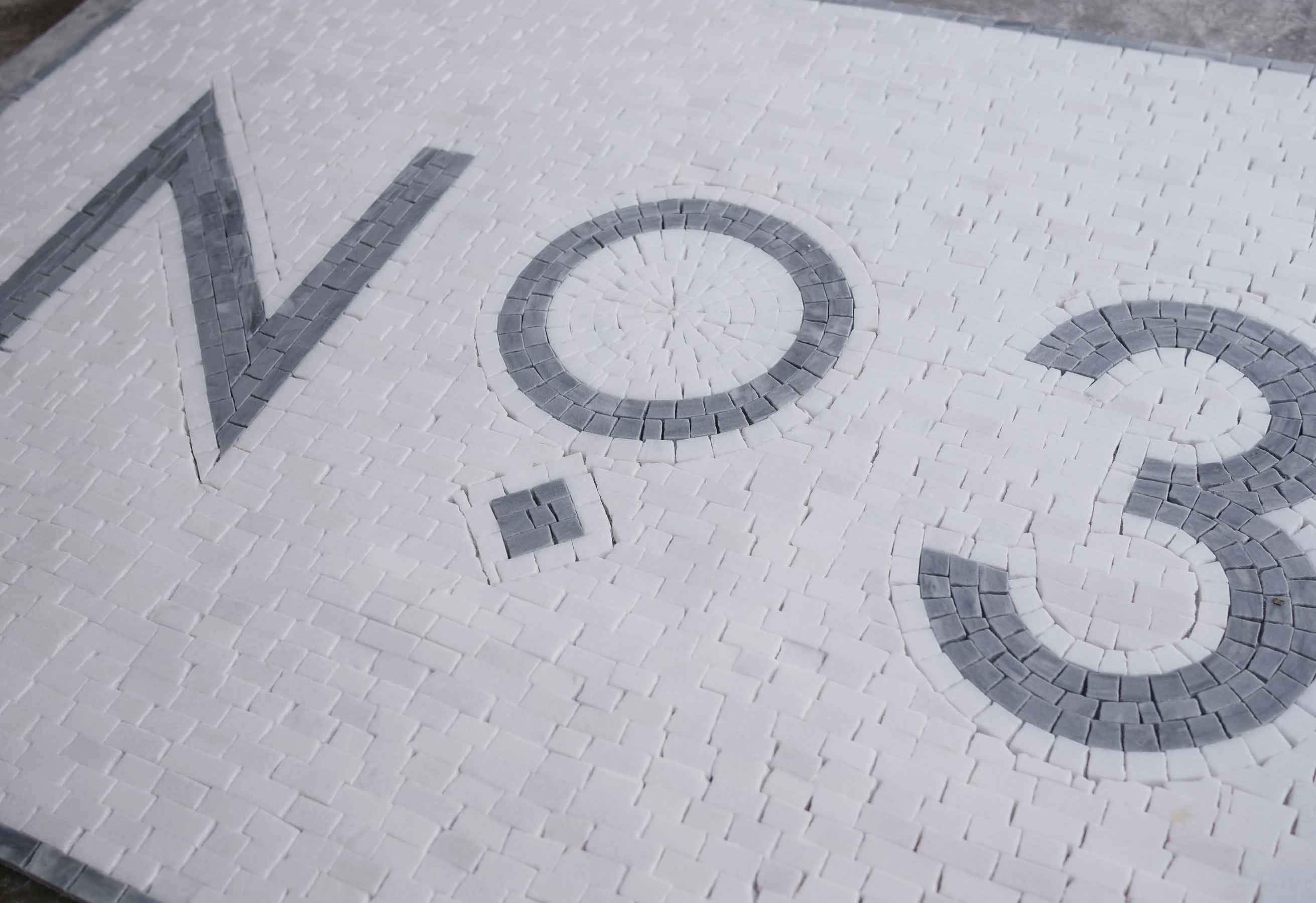 Number Three Motif - Marble Mosaic Peacock House - Mesh Backing - Image 2