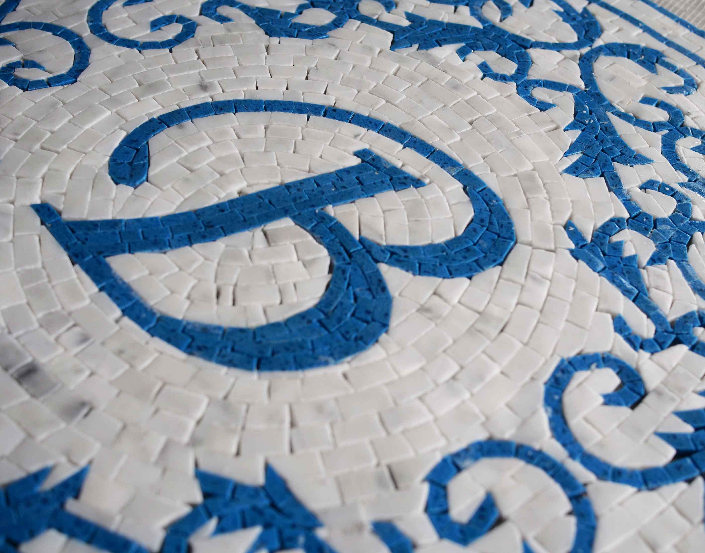 Letter Scrollwork - Marble How To Hang Mosaic Art Monogram - Mesh Backing - Image 2