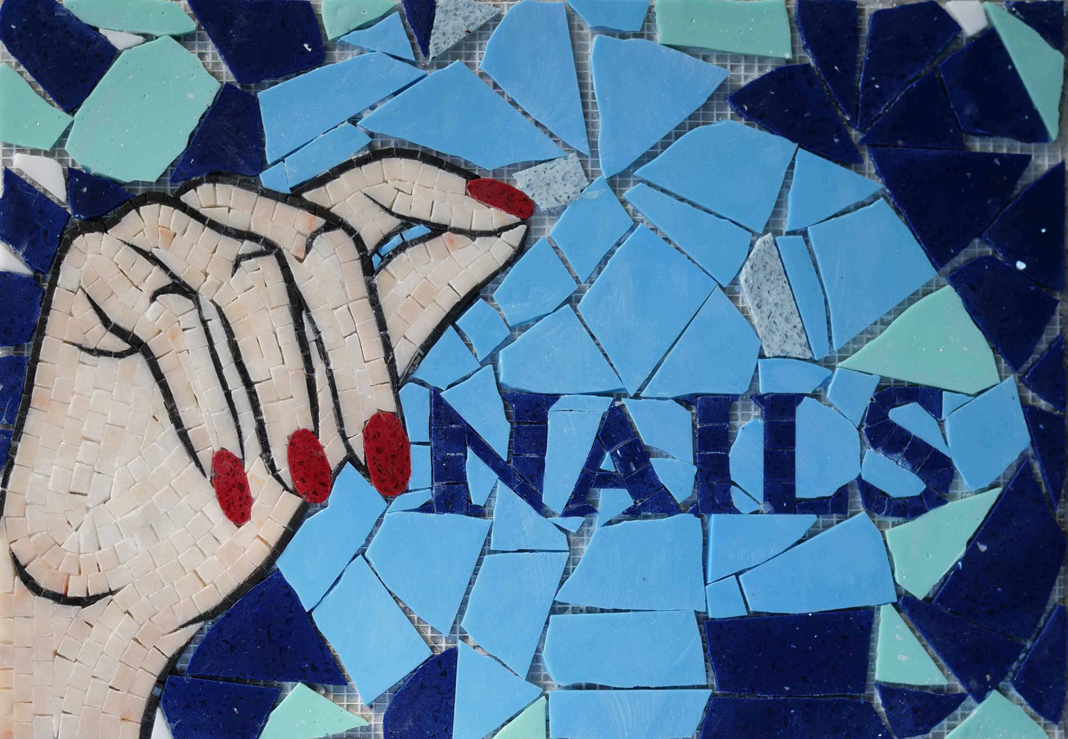 Hand Nails Geometric - Abstract Mosaic Sign - Mesh Backing