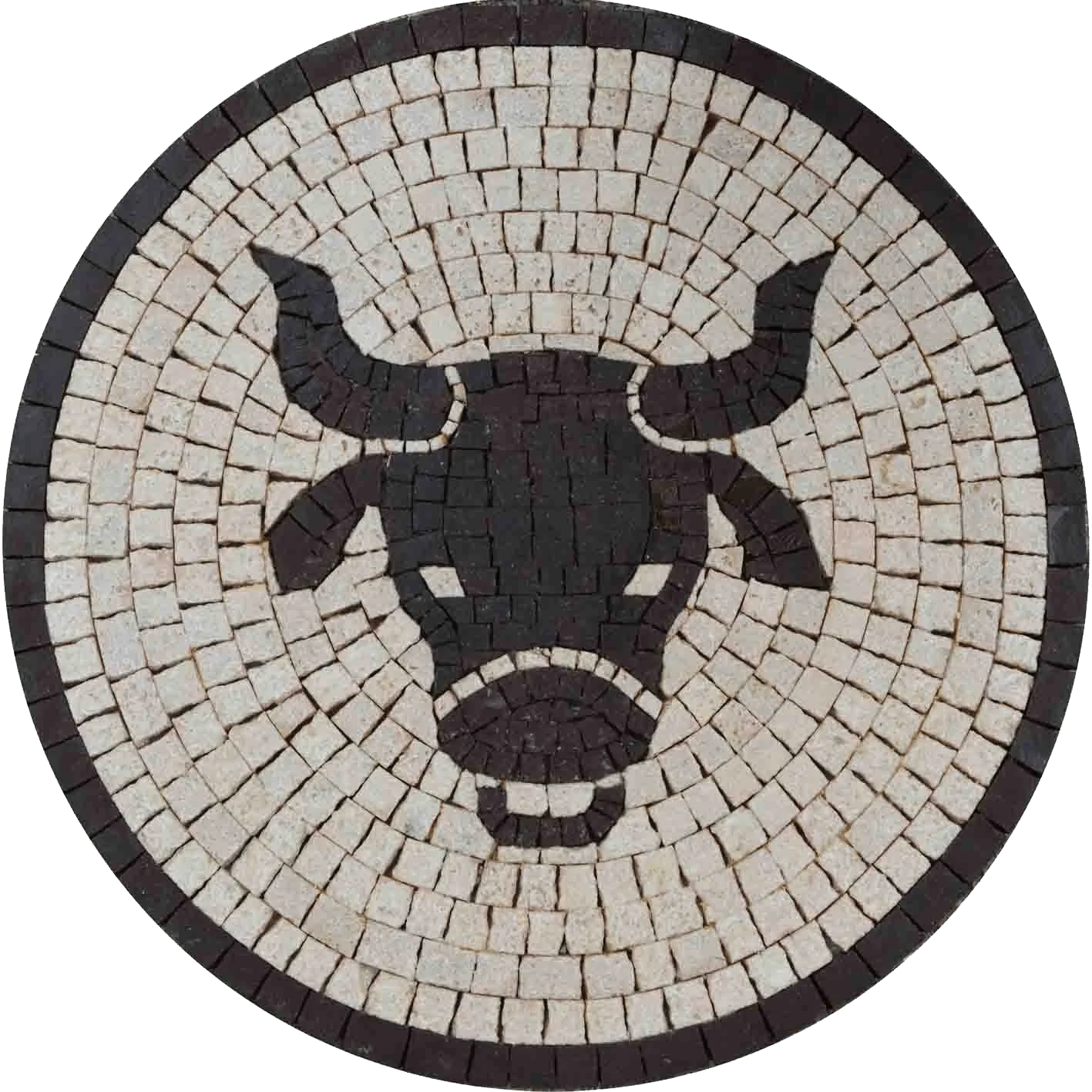 Taurus Head Motif - Marble Powder Room Backsplash Mosaic Hscope Handmade Tile Art - Mesh Backing